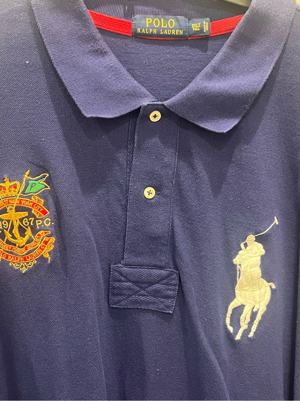 Polo Ralph Lauren Polo Shirt Mens 3XLT Navy Cotton Big Pony Logo Preppy #3 Tall